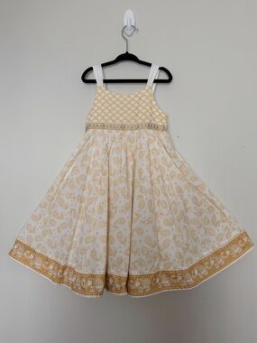 H&M Gold Paisley Cotton Summer Dress for Girls Size 5-6Y